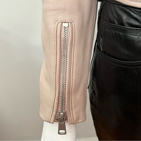 Amaryllis Dusty Pink Zippered 100% Genuine Leather Moto Jacket -- XS‎ - Picture 8 of 13